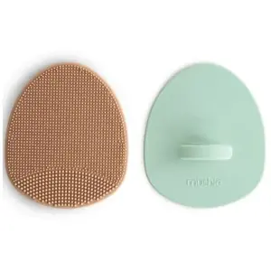 Mushie Lot de 2 brosses pour croûtes de lait Natural-Cambridge Blue pas cher