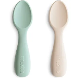 Comparateur de prix : Mushie Lot de 2 cuillères bébé Blue-Shifting sand