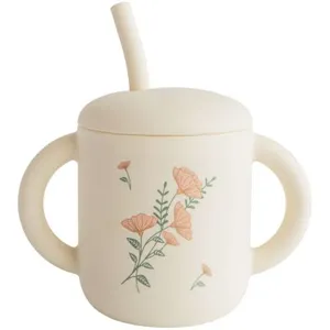 Mushie Tasse à paille Pink Flowers pas cher