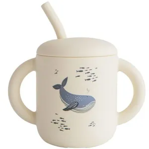 Mushie Tasse à paille Whales pas cher