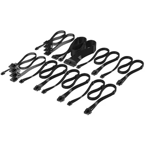 Corsair Stromkabel Pro Sleeved Type 4 Schwarz 61 cm (61 cm, 24 broches ATX, SATA), Câble interne (PC) pas cher