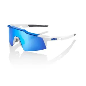 Lunettes 100% Speedcraft SL Blanc Mat Bleu Métallique HiPER Verres Ble... pas cher