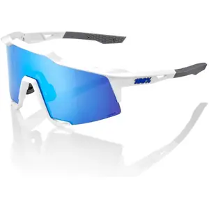 Lunettes 100% Speedcraft Mat Blanc Bleu Lentille pas cher