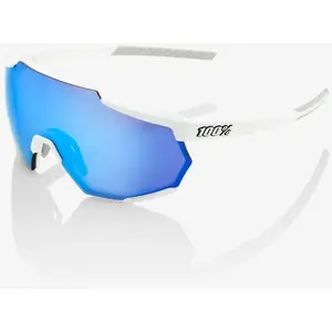 100% Racetrap Matte White Goggles - Hyper Blue Multilayer Mirror Lens pas cher