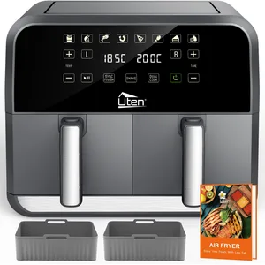 Uten Dual Air Fryer, 8 L Friteuse Sans Huile Avec 2 Tapis en Silicone, 114 Recettes, 8 en 1 avec SYNC FINISH, Ecran Numérique, Rappel de Secousse, Lavable au Lave-vaisselle TXG-AFT08003Vendu paramazon
