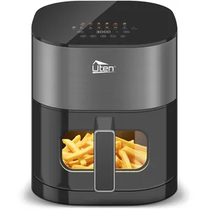 Uten TurboBlaze Air Fryer 5,5 L avec Fenêtre Visuelle, Écran Couleur, 14 Programmes, Démarrage Différé, Filtre à Huile, 2 Résistance Contrôle Indépendant, Pas Retournement Aliments, Economie EnergieVendu paramazon