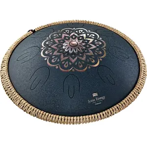 Meinl Sonic Energy Octave Steel Navy Blue Floral Tongue Drum, 16 pouces, D-Amara, 9 notes