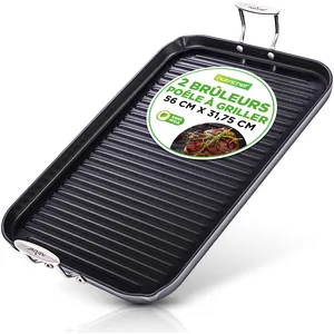 Nutrichef Poêle à Griller - - antiadhésive - 50,8 cm x 33 cm - noir pas cher