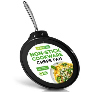 Comparateur de prix : NutriChef Poêle à Crêpes Antiadhésive de 30 cm- Poêle grill - Idéale pour les Pancakes, Dosa & Tortillas, Anodisée Dure, Compatible Lave-Vaisselle