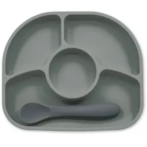 Comparateur de prix : Assiette et cuillère en silicone Yümi GRIS BBlüv