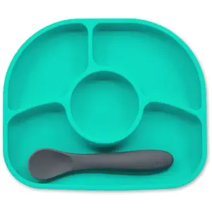 Comparateur de prix : BBLUV Assiette compartiments ventousée et cuillère en silicone Vert et gris