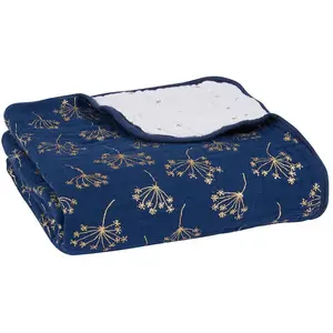 aden + anais - Couverture de Rêve Dream Blanket Prélavée en Mousseline Metallisee 100% Coton - Imprimé Metallic Gold Deco - Quadruple-épaisseur 120 cm x 120 cmVendu paramazon