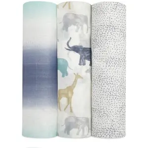 aden + anais Maxi-Langes Silky Soft Grand Format prélavés en Viscose de Bambou, Doux, Léger, Soie, Été, Garçon, Fille, Naissance, Lot de Trois, 120cm x 120cm, Imprimé Expedition pas cher