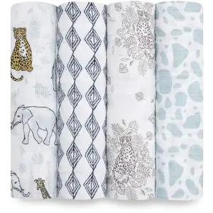 aden + anais 4 Maxi-Langes, Grand Format, Prélavés En Mousseline, 100% Coton, Imprimé Jungle, 120x120 cm pas cher