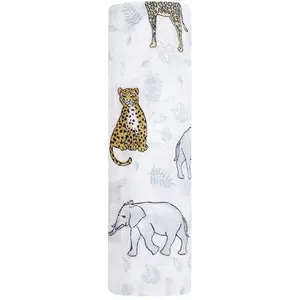 aden + anais - Maxi-lange grand format prélavé en mousseline 100% coton - Imprimé Jungle Jungle - Tropical - 120 cm x 120 cm pas cher