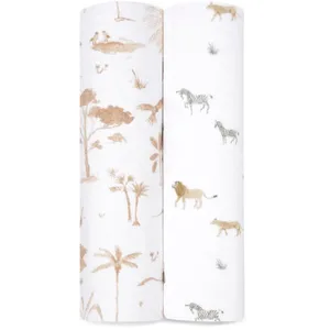 aden + anais  Lot de 2 grands langes en mousseline de coton bio Safari DreamVendu paramazon