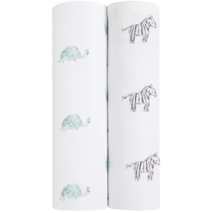 aden + anais 2 Maxi-Langes prélavés en Mousseline 100% Coton Biologique, Certification GOTS, Couverture Douce légère, Allaitement, Pratique, Garçon, Fille, Lot de Deux, 120cm x 120cm, Animal Kingdom