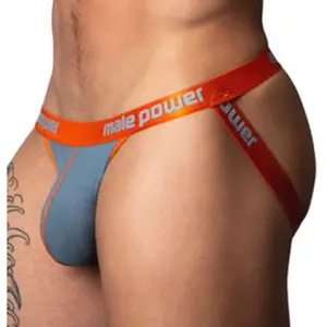 male power Jockstrap Rib RING & JOCK Gris-Orange pas cher