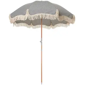 Comparateur de prix : BUSINESS & PLEASURE - Parasol Premium Beach - Bleu - Bois lamellé-coll...