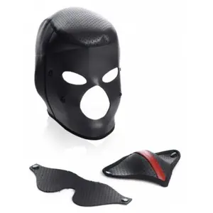 XR Brands Cagoule Scorpion avec bandeau pour les yeux et bâillon amovibles