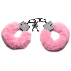 XR Brands - Cuffed in Fur Menottes - Rose pas cher
