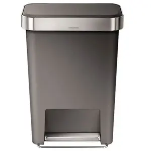 simplehuman Poubelle Rectangulaire A Pédale Avec Réserve A Sacs Plastique Gris 45L pas cher