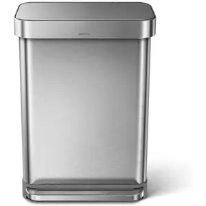 Simplehuman Poubelle rectangulaire à pédale 55L code Q inox - - Argent - InoxVendu paramazon