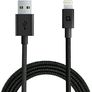 NONDA - ZUS Lightning/USB pour iPhones, iPads, Airpods | Certification Apple MFi | Fibre de Nylon | Câble de Synchronisation | Sans Enchevêtrement | Longue Durée de Vie | Chargeur Rapide - Noir / 1.2m