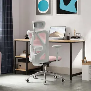 SIHOO M18 Chaise de bureau ergonomique avec appui-tête et lombaire réglables pivotante à haut dossier - Rose Morandi pas cher