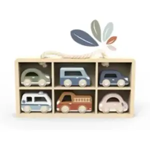 Speedy Monkey Coffret En Bois Avec 6 Véhicules Jouet Fsc