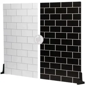 V-Flat Fond pour photographie White Subway Tile/Ebony Subway Tile - XL pas cher