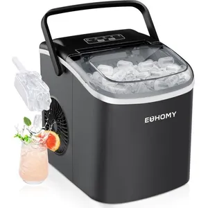 EUHOMY Petite machine à glaçons de 12 kg - 9 cubes prêts en 6 minutes - Noire - Avec poignée portable - 12 kg/24 h - Machine à glaçons autonettoyanteVendu paramazon