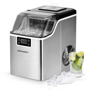 Comparateur de prix : EUHOMY Machine à glaçons en acier inoxydable, 24 glaçons en 13 minutes, 24 kg/24 h, machine à glaçons gastro, auto-nettoyante, 3,2 l, avec pelle à glace et panier pour la maison, la cuisine, le