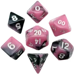 FanRoll - pack dés Sharp Mini Pink/Black with White Numbers (7) - Dés... pas cher