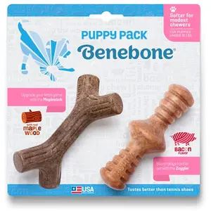 Benebone PUPPY DENTAL PACK - Jouet à mastiquer spécial chiot au goût de Bacon pas cher