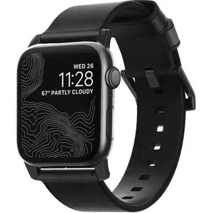 Comparateur de prix : Bracelet Cuir Horween pour Apple Watch 42-44-45mm Nomad Noir