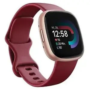 Comparateur de prix : Fitbit Versa 4 40 mm aluminium cuivre rosé et bracelet silicone rouge [Wi-Fi]