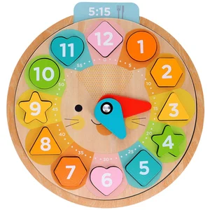 Petit Collage Horloge D´apprentissage En Bois Multi-langue + Comptage ... pas cher