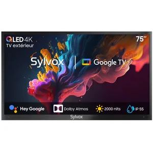 Comparateur de prix : SYLVOX 75 QLED TV Extérieur 4K UHD Smart Google TV SystèmeIP56 Résista...