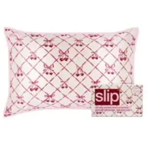 Comparateur de prix : Slip Pure Silk Queen Pillowcase with Lace Trim - Sweet Cherry Oreiller...