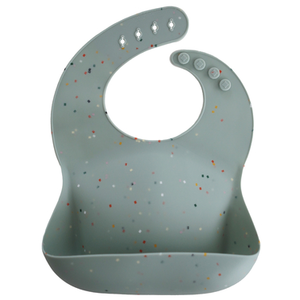 Mushie Bavoir à poche en silicone Cambridge blue confetti pas cher