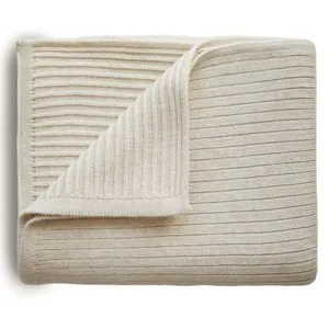 Comparateur de prix : Mushie Couverture en coton bio Ribbed Beige melange (80 x 100 cm)
