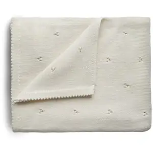 Mushie Couverture tricotée en coton bio Pointelle Ivory (100 x 80 cm)Vendu paramazon