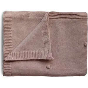 Comparateur de prix : Mushie Couverture tricotée en coton bio Textured Dots Blush (80 x 100 cm)