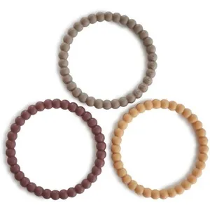 Mushie Lot de 3 bracelets de dentition Pearl Berry-Marigold-KhakiVendu parberceau-magique