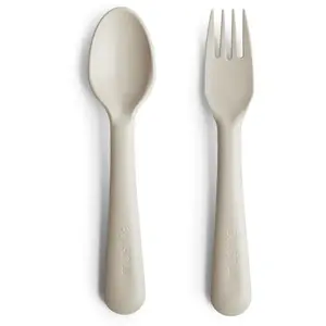 Mushie Cuillère et fourchette Ivory pas cher