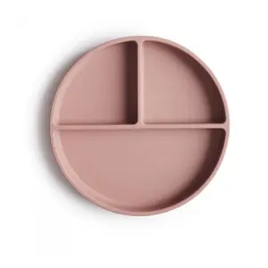 Comparateur de prix : Mushie Assiette à compartiments en silicone avec ventouse Blush