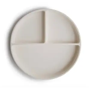 Comparateur de prix : Mushie Assiette à compartiments en silicone avec ventouse Ivory