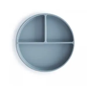 Comparateur de prix : Mushie Assiette à compartiments en silicone avec ventouse Powder blue