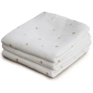Comparateur de prix : Mushie Lot de 3 langes en coton bio Crowns (60 x 60 cm)